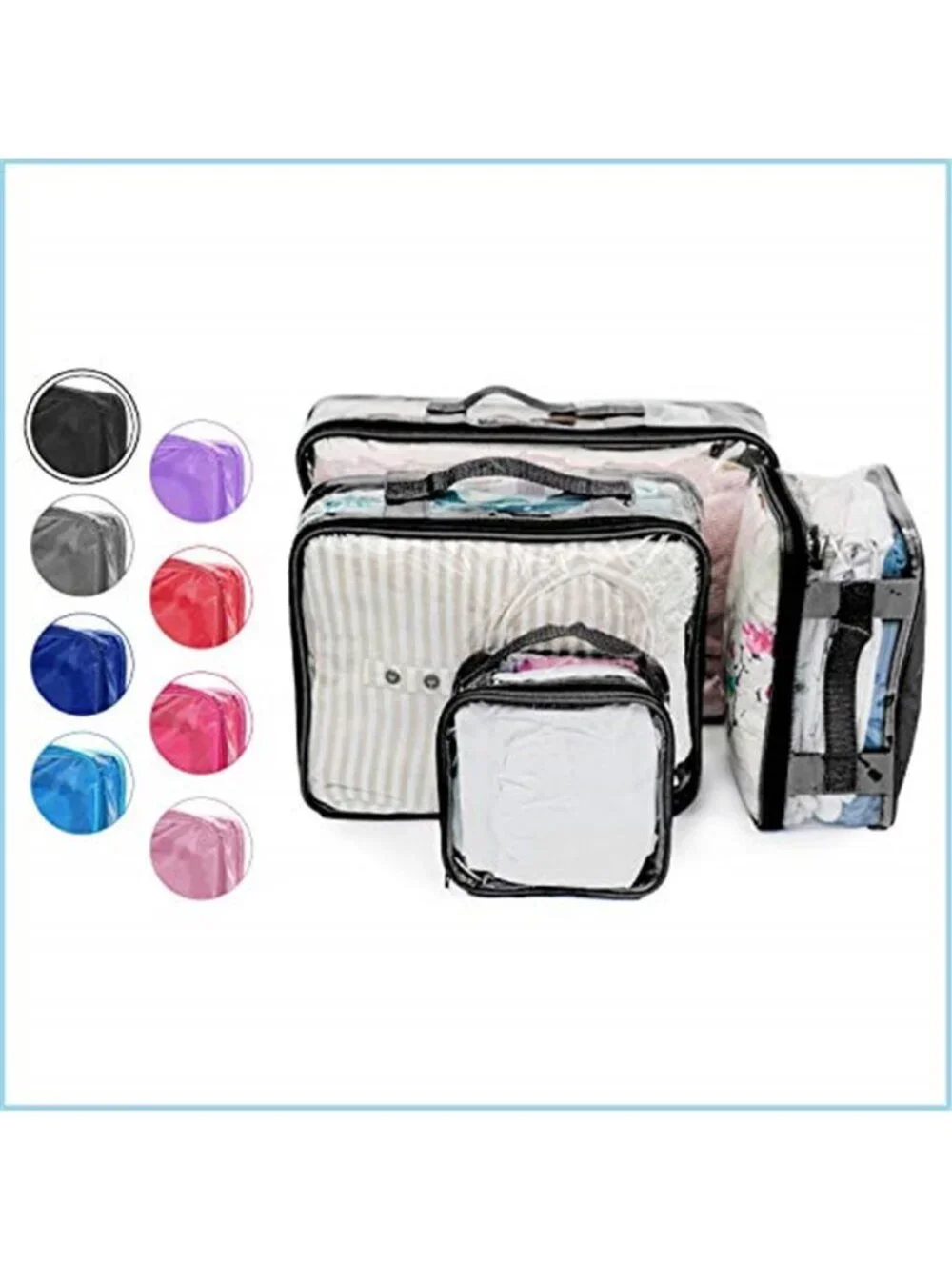 Clear Packing Cubes Travel Organizer Set Luggage Storage Carry On Bags